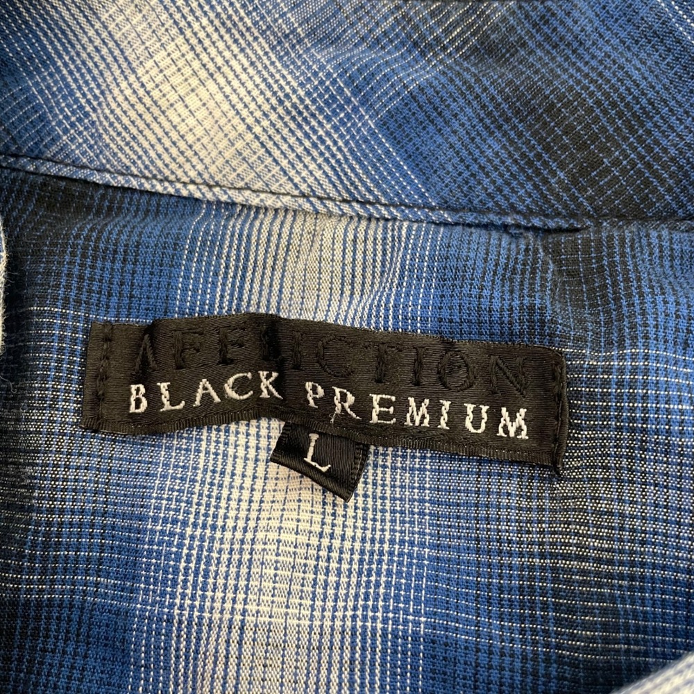 Affliction Shirt Mens Large Black Premium Y2K Spell Out Plaid Button Up - Picture 4 of 8